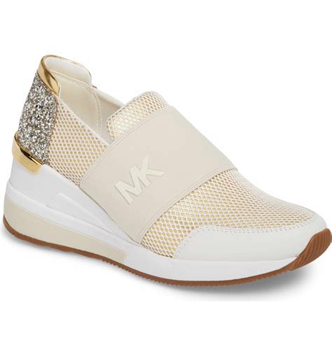 michael kors gold leather slip on sneaker|Michael Kors sparkly sneakers.